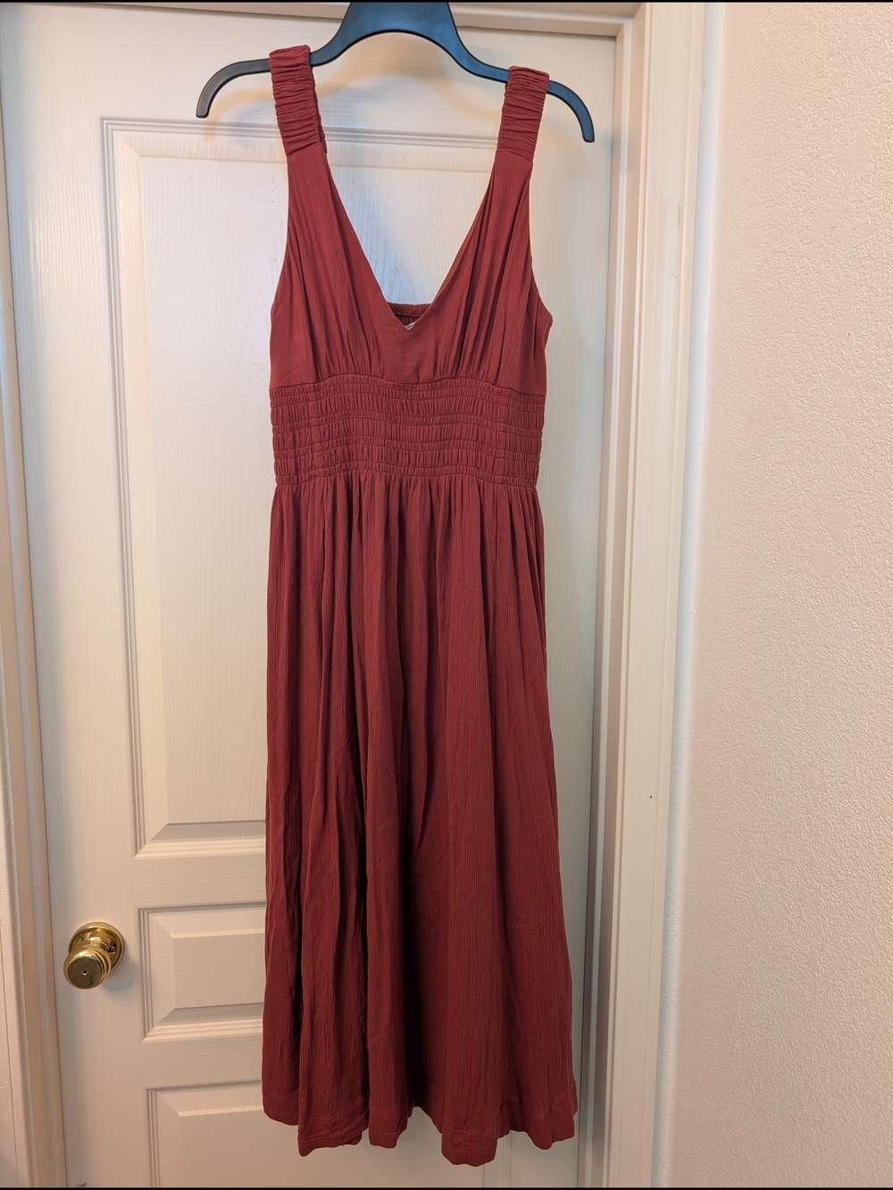 Abercrombie & Fitch Rust Maxi Dress with Smocked Waist